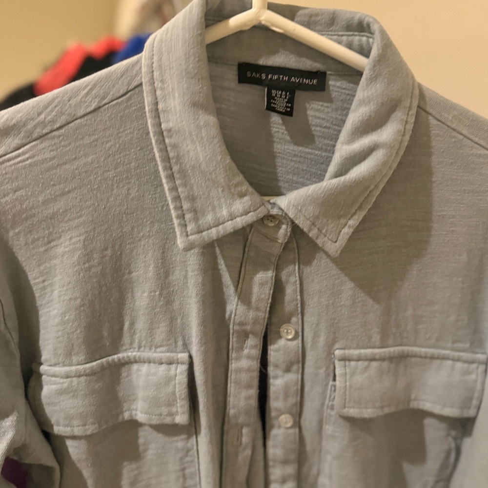 Saks Fifth Avenue Gray Casual Button Down Shirt